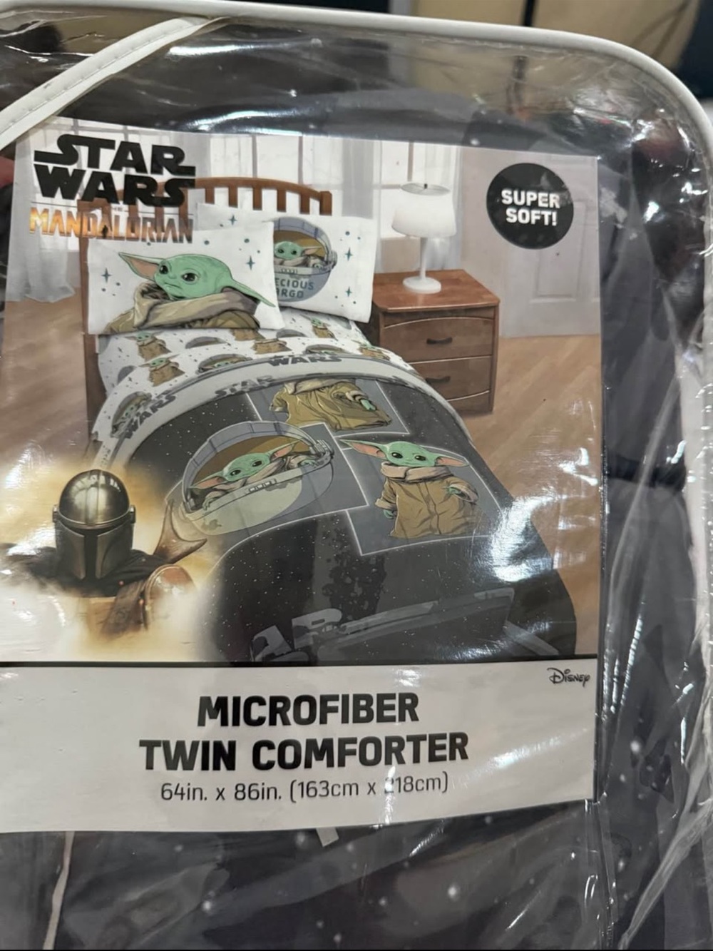 Star Wars The Mandalorian Grogu Microfiber Twin Comforter - Gray/Green